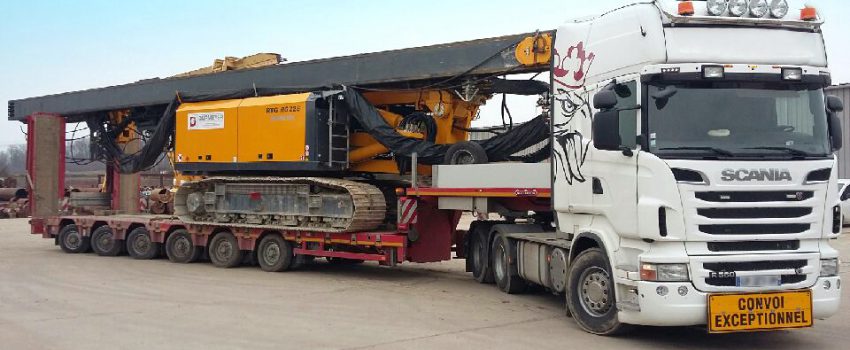 Transport de foreuse travaux publics